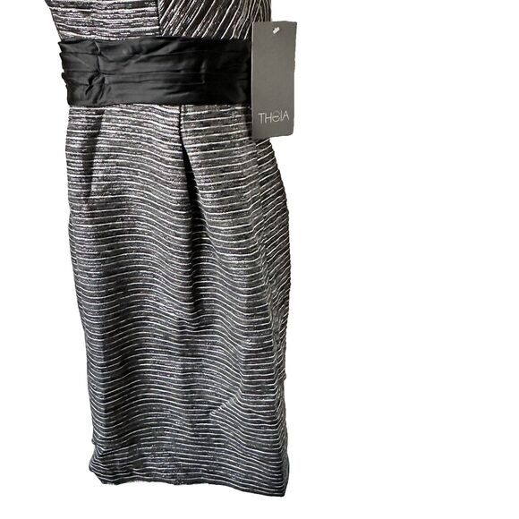 NWT THEIA 2 Metallic Striped Sheath Sleeveless Dress - Picture 11 of 15